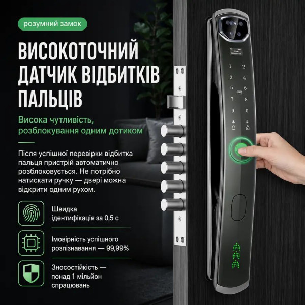 Смарт-замок K919 з відбитком пальця, паролем, M1-карткою, OLED-дисплеєм та підтримкою Tuya (955775334)