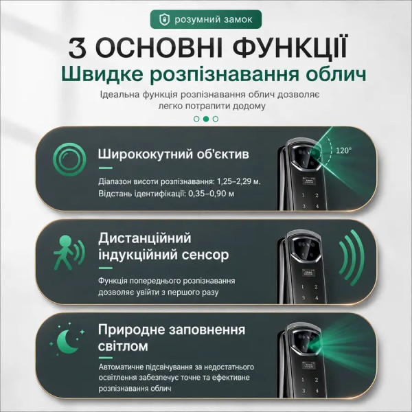 Смарт-замок K919 з відбитком пальця, паролем, M1-карткою, OLED-дисплеєм та підтримкою Tuya (955775334)