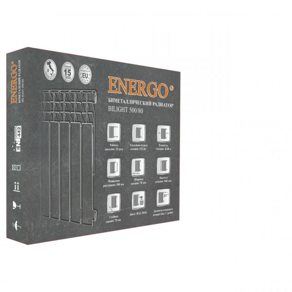 Радіатор біметалевий секційний ENERGO BILIGHT 500/80 (000013646)
