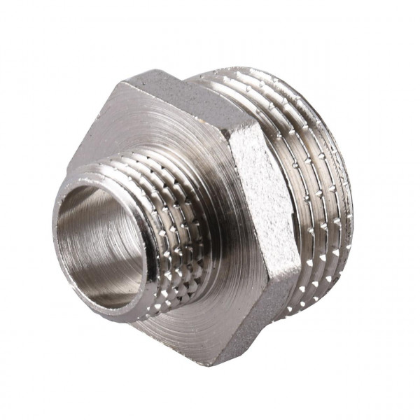 Ніпель редукційний нікельований 1″ЗР х 1/2″ЗР штампований А0513А(нк) VA (000024885)