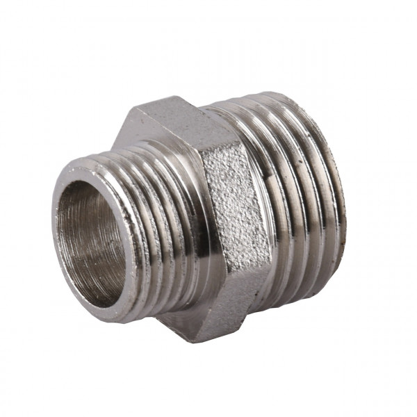 Ніпель редукційний нікельований 1/2″ЗР х 3/8″ЗР штампований А0542А(нк) VA (000024922)