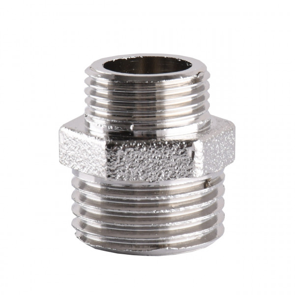 Ніпель редукційний нікельований 1/2″ЗР х 3/8″ЗР штампований А0542А(нк) VA (000024922)