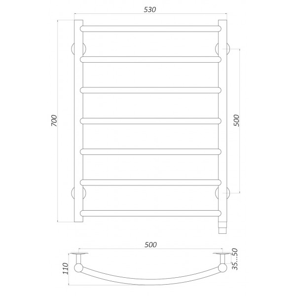 Рушникосушарка UNIO LD ЕU 700-500-7 Лесенка Дуга электро (000029425)
