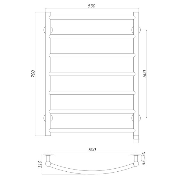 Рушникосушарка UNIO LD ЕU 700-500-7 BLK Лесенка Дуга электро черная (000029424)