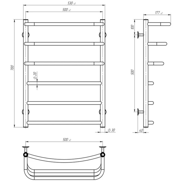 Рушникосушарка UNIO LKD ЕU 700-500-6 Драбинка Каскад Дуга електро (000029426)