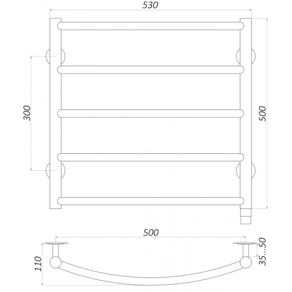 Рушникосушарка UNIO LD ЕU 500-500-5 BLK Лесенка Дуга электро черная (000029422)