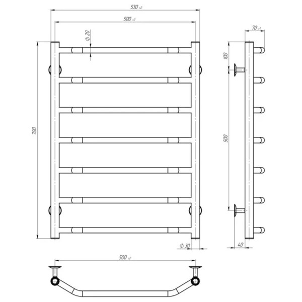 Рушникосушарка UNIO LT ЕU 700-500-7 Лесенка Трапеция электро (000029915)