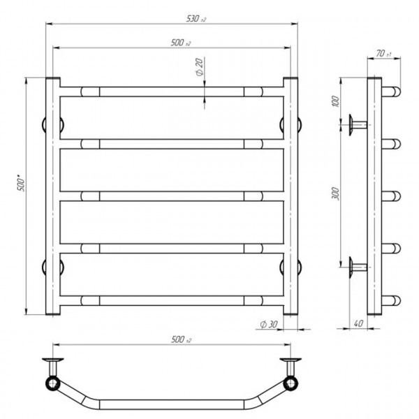 Рушникосушарка UNIO LT ЕU 500-500-5 Лесенка Трапеция электро (000029914)
