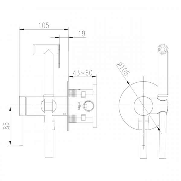 Змішувач гігієнічний TOPAZ LOFT TLF 32106-H39-C (000028884)