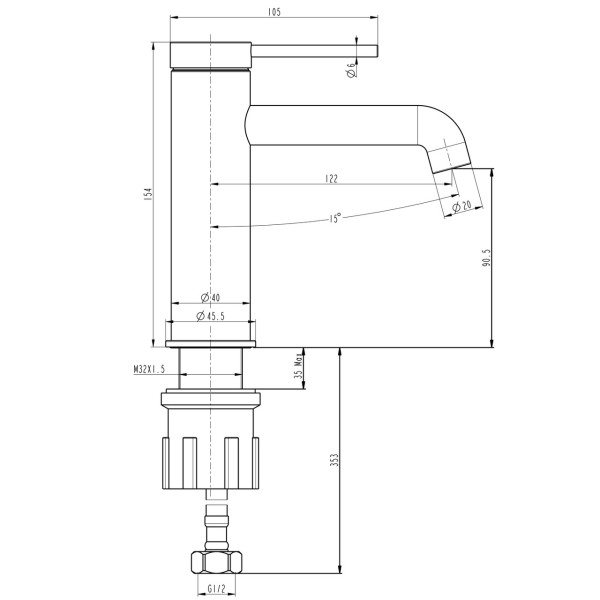 Смеситель для умывальника TOPAZ LOFT TLF 32201-H75-C (000028879)