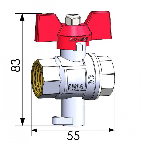 Кран шаровый полнопроходной для подключения термометра SOLOMON 3/4″ V1242 S (000029068)