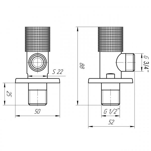 Кран кутовий кераміка SOLOMON EXCLUSIVE 1/2″X3/4″ 989 BB (BLACK/BLACK) ( 1шт.) (000028995)