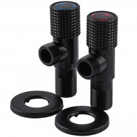 !Набір кранів кутових кераміка SOLOMON EXCLUSIVE 1/2″X1/2″ 9889 BB (BLACK/BLACK) (комплект2шт.) (000028994)