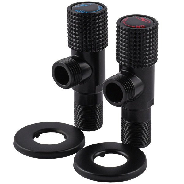 !Набір кранів кутових кераміка SOLOMON EXCLUSIVE 1/2″X1/2″ 9889 BB (BLACK/BLACK) (комплект2шт.) (000028994)