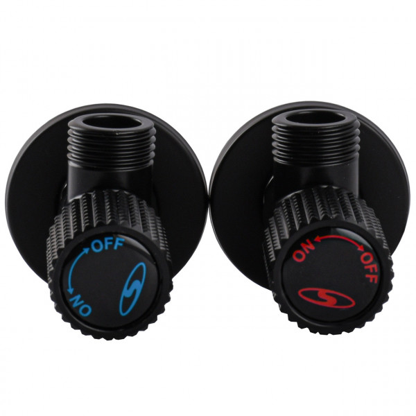 !Набір кранів кутових кераміка SOLOMON EXCLUSIVE 1/2″X1/2″ 9889 BB (BLACK/BLACK) (комплект2шт.) (000028994)