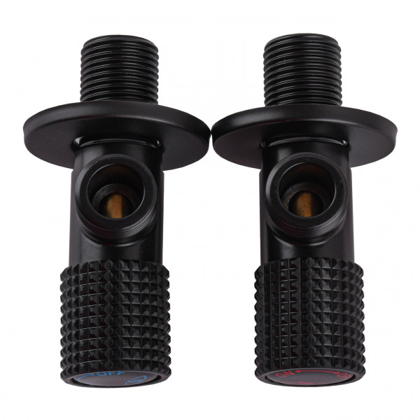 !Набір кранів кутових кераміка SOLOMON EXCLUSIVE 1/2″X1/2″ 9889 BB (BLACK/BLACK) (комплект2шт.) (000028994)