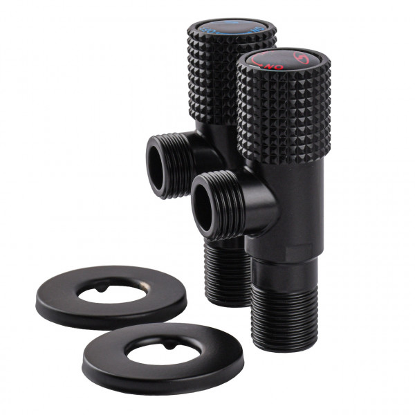 !Набір кранів кутових кераміка SOLOMON EXCLUSIVE 1/2″X1/2″ 9889 BB (BLACK/BLACK) (комплект2шт.) (000028994)