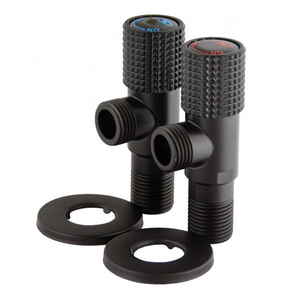 !Набір кранів кутових кераміка SOLOMON EXCLUSIVE 1/2″X1/2″ 9889 BB (BLACK/BLACK) (комплект2шт.) (000028994)