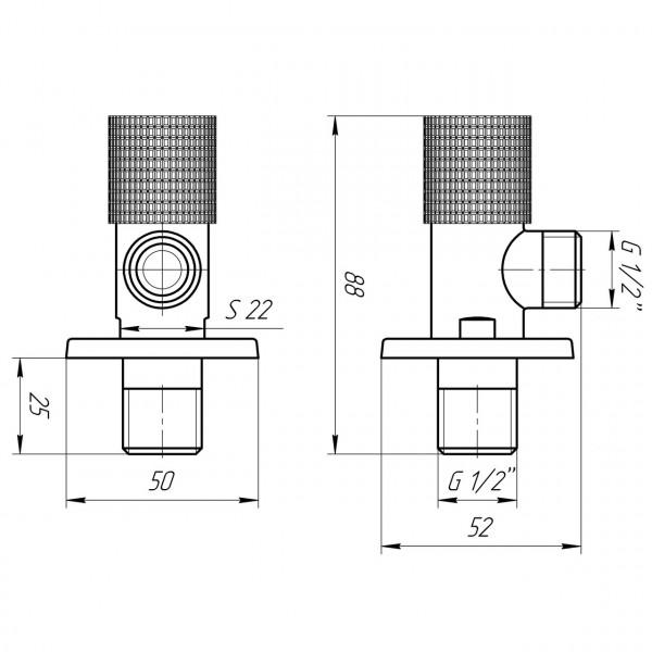 !Набір кранів кутових кераміка SOLOMON EXCLUSIVE 1/2″X1/2″ 9889 BB (BLACK/BLACK) (комплект2шт.) (000028994)