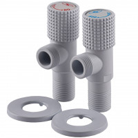 !Набір кранів кутових кераміка SOLOMON EXCLUSIVE 1/2″X1/2″ 9889 WW (White/White) (комплект2шт.) (000028992)