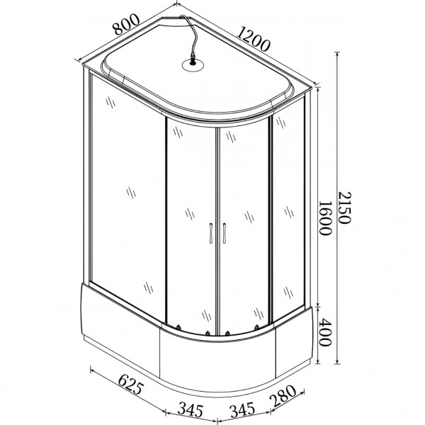 Душевой бокс ассиметричный левый OBRA H120FFSL BRAVO (3уп.) (000029094)