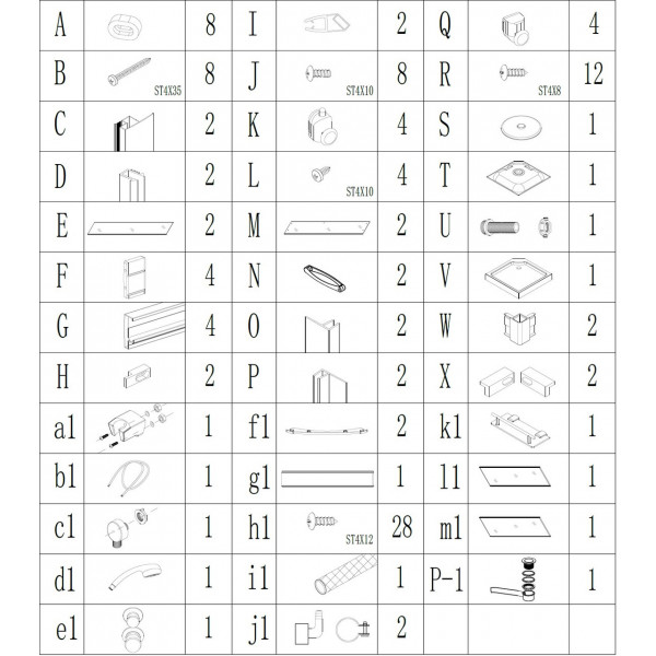 Душовий бокс квадратний NIDA L90FFS BRAVO (4уп.) (000029089)