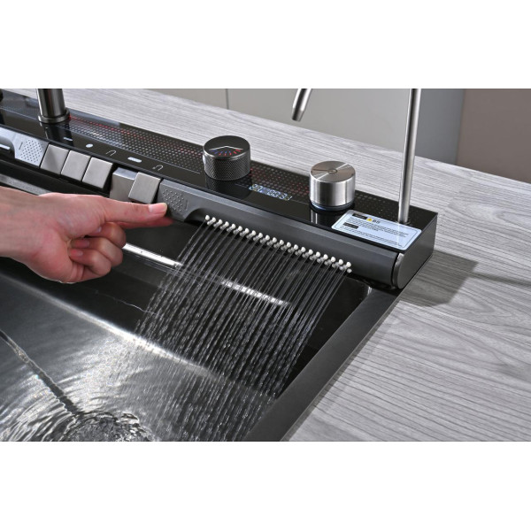 Кухонная раковина водопад Willda,кухонная мойка водопад темно-серая 75х46х22 (121317286)