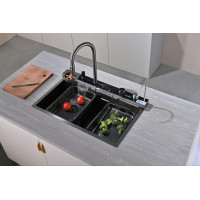 Кухонная раковина водопад Willda,кухонная мойка водопад темно-серая 75х46х22 (711030902)