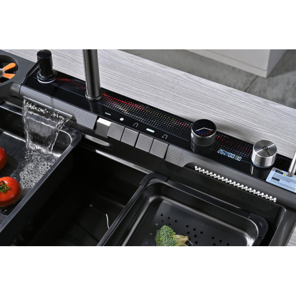 Кухонная раковина водопад Willda,кухонная мойка водопад темно-серая 75х46х22 (711030902)