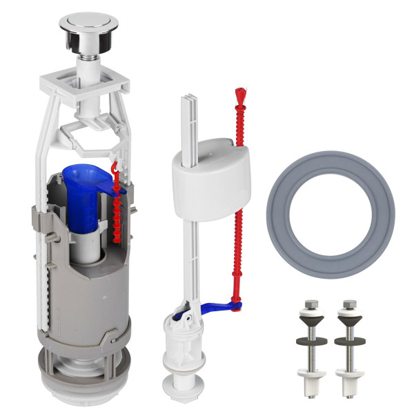 Комплект арматуры для сливного бачка с нижней подачей воды 1/2″, с одним режимом слива АБк-12 (000030903)