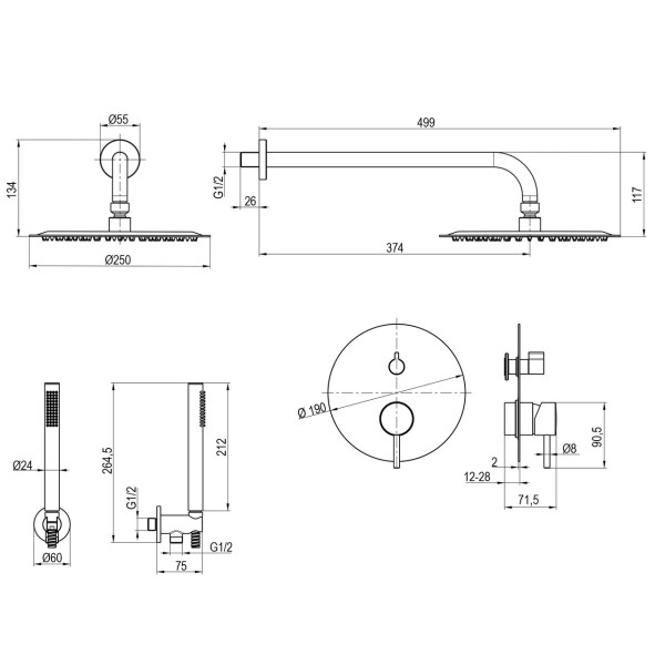 Змішувач для душу вбудований TOPAZ LOFT TLF 32205-H39 (000028883)