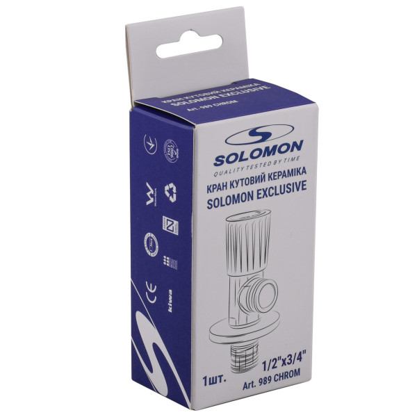 !Кран кутовий кераміка SOLOMON EXCLUSIVE 1/2″X3/4″ 989 CHROM ( 1шт.) (000029588)
