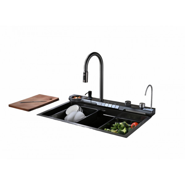 Кухонная раковина водопад Willda,кухонная мойка водопад темно-серая 75х46х22 (858876221)