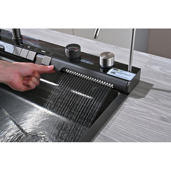 Кухонная раковина водопад Willda,кухонная мойка водопад темно-серая 75х46х22 (858876221)