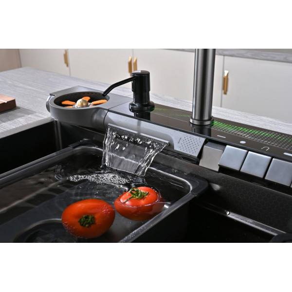 Кухонная раковина водопад Willda,кухонная мойка водопад темно-серая 75х46х22 (858876221)