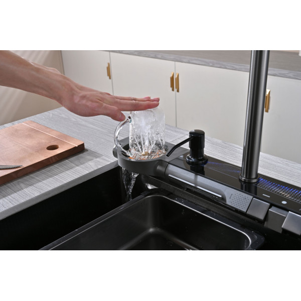 Кухонная раковина водопад Willda,кухонная мойка водопад темно-серая 75х46х22 (858876221)