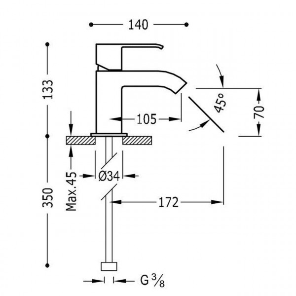 Смеситель для умывальника TRES CUADRO 10610302 (000004866)