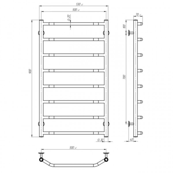 Рушникосушарка UNIO LS ЕU 900-500-8 Драбинка Скоба електро (000030464)