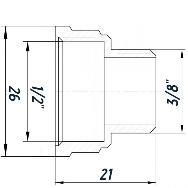 Перехідник редукційний 1/2″х3/8″ВЗ нікельований восьмигранний NK323O OPTIMUM (000030796)