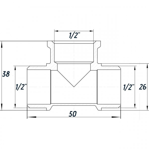 Тройник 1/2″ЗВЗ никелированный NT337S OPTIMUM (000030806)