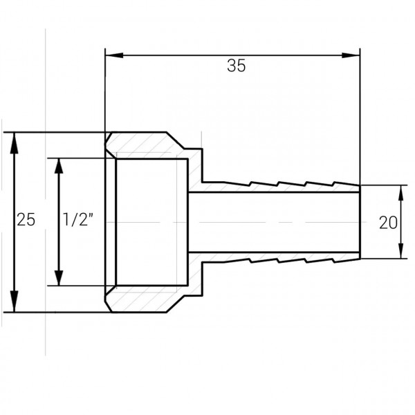 Штуцер 1/2″В 20мм латунный LU3J1S OPTIMUM (000030943)