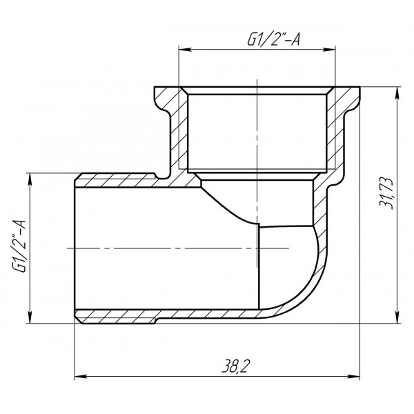 Кутник 1/2″ВЗ латунний LL333S OPTIMUM (000030965)