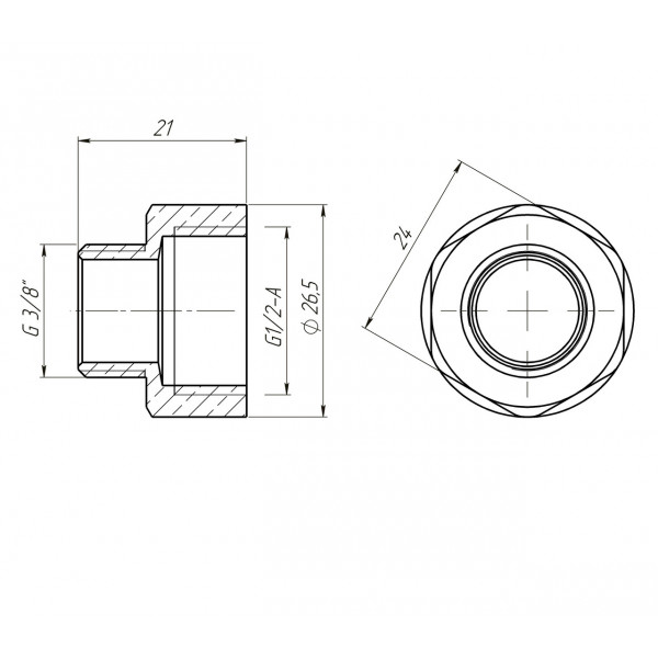Переходник редукционный 1/2″х3/8″ВН латунный LI323S OPTIMUM (000030980)