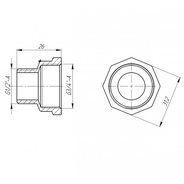 Перехідник редукційний 3/4″х1/2″ВН латунний LI433S OPTIMUM (000030983)