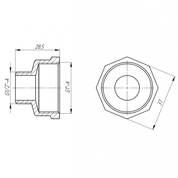 Переходник редукционный 1″х1/2″ВН латунный LI533S OPTIMUM (000030984)