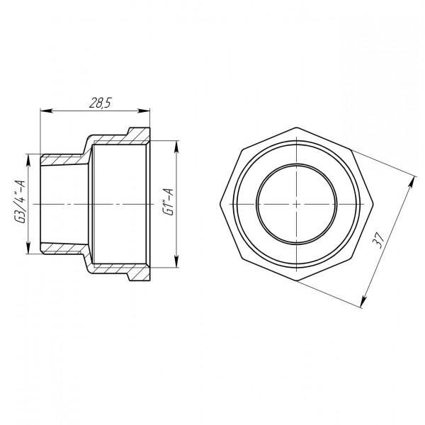 Переходник редукционный 1″х3/4″ВН латунный LI543S OPTIMUM (000030986)