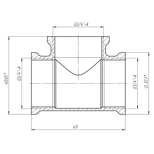 Тройник 3/4″ВВВ латунный LT441S OPTIMUM (000030989)
