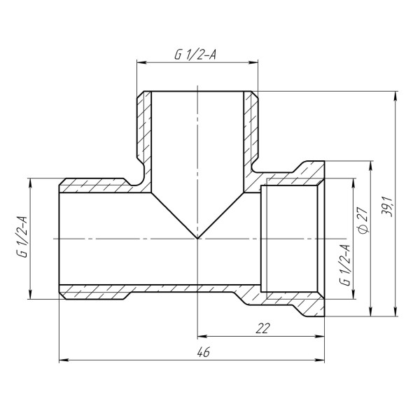 Тройник 1/2″ВНН латунный LT335S OPTIMUM (000030992)
