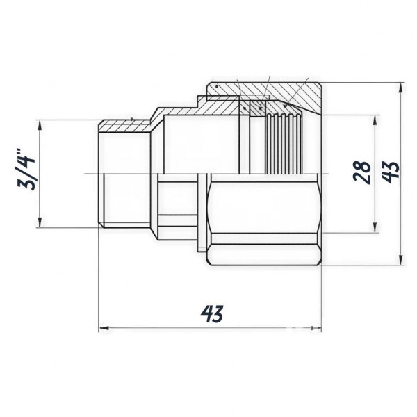 Соединение зажимное прямое для трубы Ø28мм 3/4″Н латунное LS442S OPTIMUM (000031016)