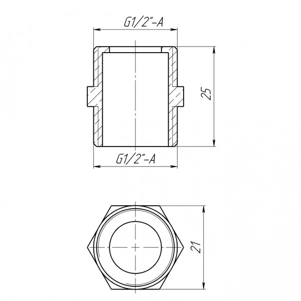 Ніпель 1/2″ЗЗ латунний під прокладку LN332G OPTIMUM (000030974)